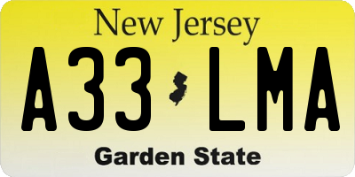 NJ license plate A33LMA