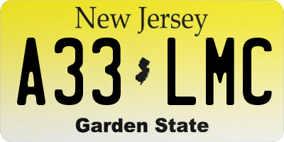 NJ license plate A33LMC