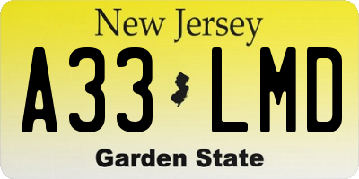 NJ license plate A33LMD