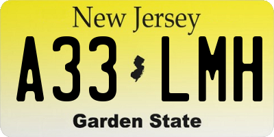 NJ license plate A33LMH