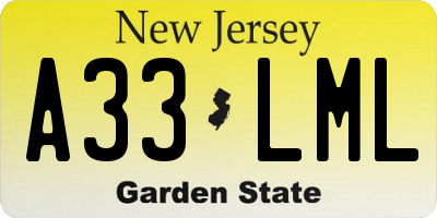 NJ license plate A33LML