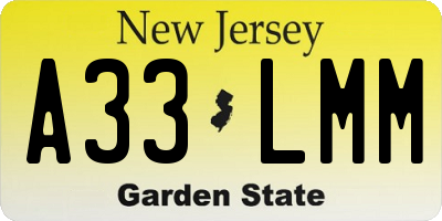NJ license plate A33LMM