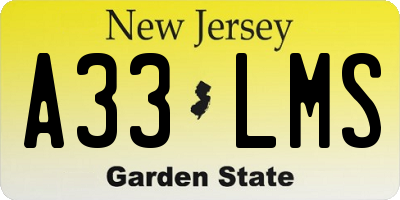 NJ license plate A33LMS