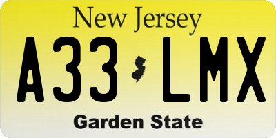 NJ license plate A33LMX
