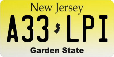 NJ license plate A33LPI