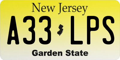 NJ license plate A33LPS