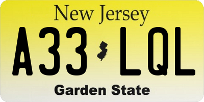 NJ license plate A33LQL