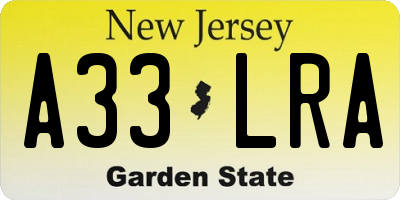 NJ license plate A33LRA