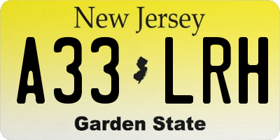 NJ license plate A33LRH