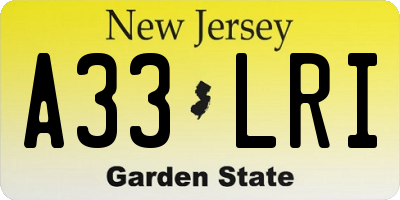 NJ license plate A33LRI