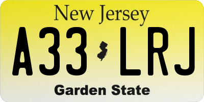 NJ license plate A33LRJ