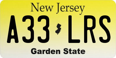 NJ license plate A33LRS