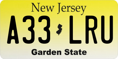 NJ license plate A33LRU