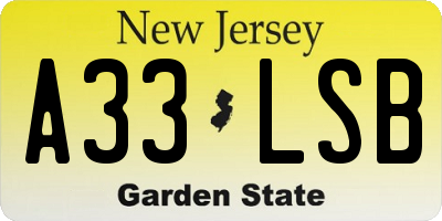 NJ license plate A33LSB