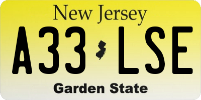 NJ license plate A33LSE
