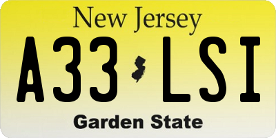 NJ license plate A33LSI