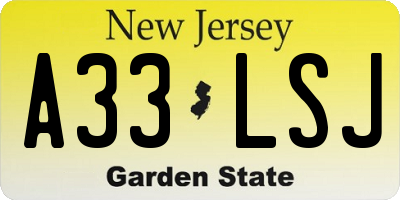 NJ license plate A33LSJ