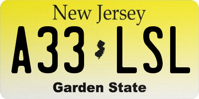 NJ license plate A33LSL