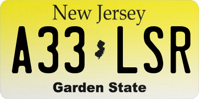 NJ license plate A33LSR