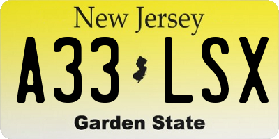 NJ license plate A33LSX