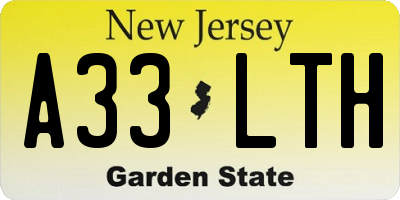 NJ license plate A33LTH