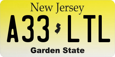 NJ license plate A33LTL