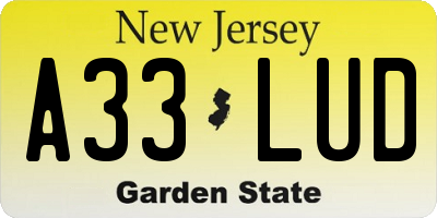 NJ license plate A33LUD