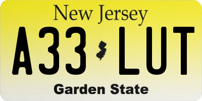 NJ license plate A33LUT