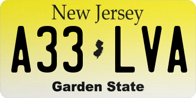 NJ license plate A33LVA