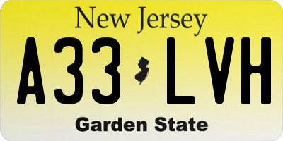 NJ license plate A33LVH