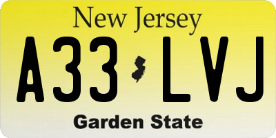 NJ license plate A33LVJ