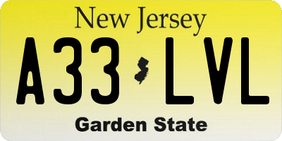 NJ license plate A33LVL
