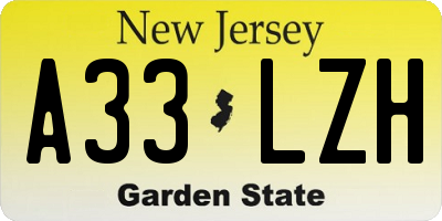 NJ license plate A33LZH