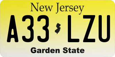 NJ license plate A33LZU