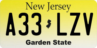 NJ license plate A33LZV