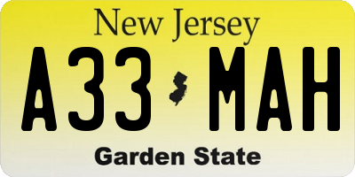 NJ license plate A33MAH