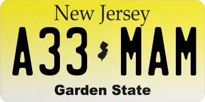 NJ license plate A33MAM