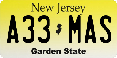 NJ license plate A33MAS