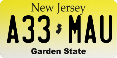NJ license plate A33MAU