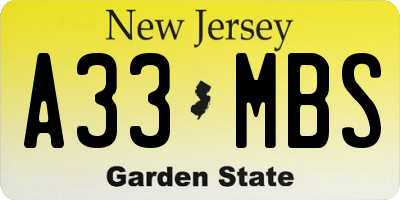 NJ license plate A33MBS