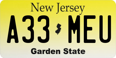 NJ license plate A33MEU
