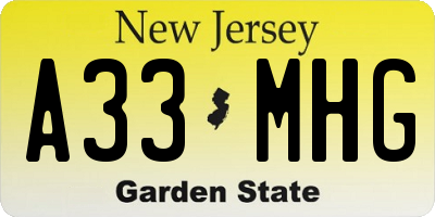 NJ license plate A33MHG