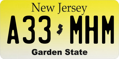 NJ license plate A33MHM