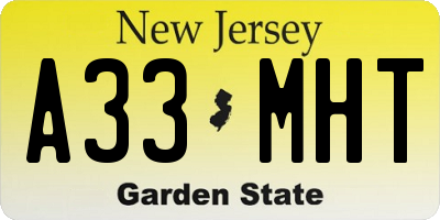 NJ license plate A33MHT