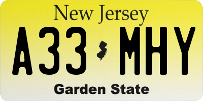 NJ license plate A33MHY