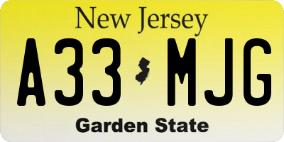 NJ license plate A33MJG