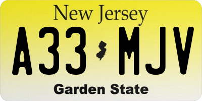 NJ license plate A33MJV