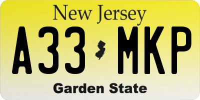NJ license plate A33MKP