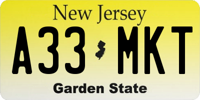 NJ license plate A33MKT