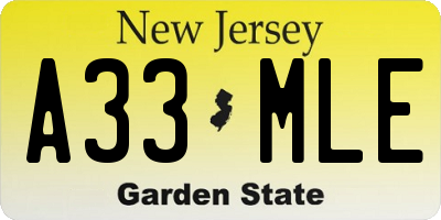 NJ license plate A33MLE